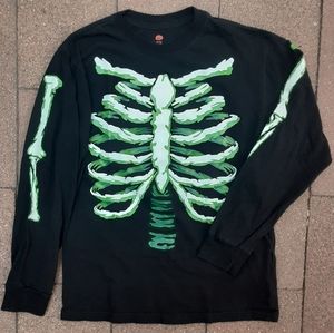 Skeleton Halloween XL Kids Black Long Sleeve